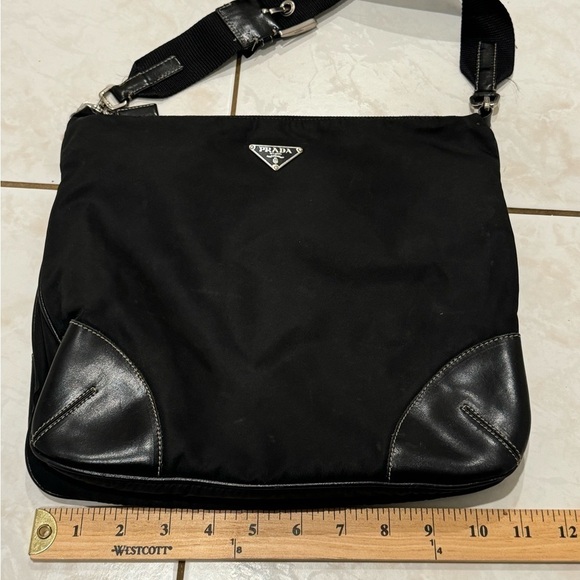 PRADA Authentic Tessuto Nylon Saffiano Crossbody Bag in Black - Picture 8 of 16